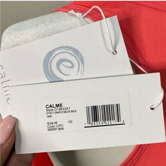 Johnny Was Calme Effect Draped Racerback Tank In Calypso Coral - Picture 4 of 4